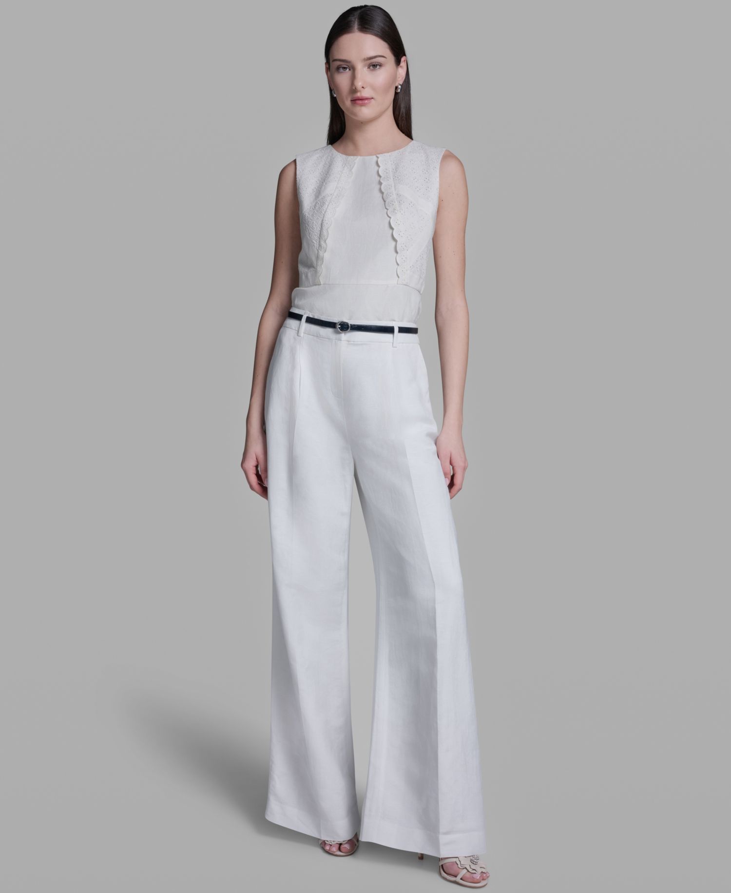 Women's High-Rise Wide-Leg Belted Pants