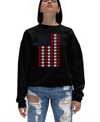 Women's Soccer Flag Word Art Crewneck Sweatshirt