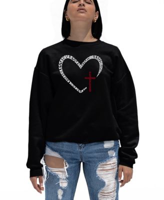 Women's Blessed Heart Word Art Crewneck Sweatshirt