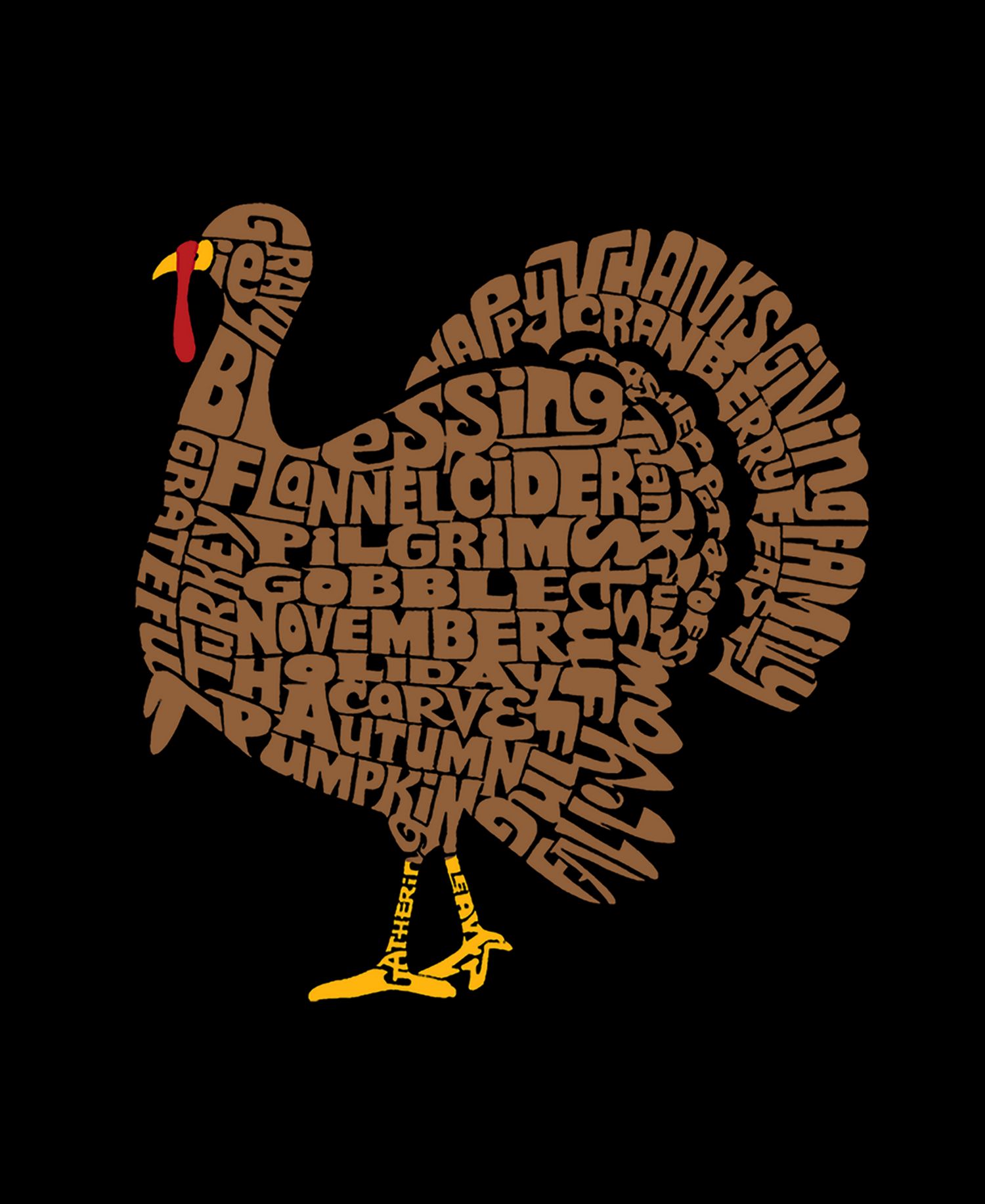Women's Thanksgiving Turkey Word Art Crewneck Sweatshirt