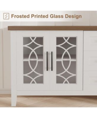 Farmhouse TV Stand, Entertainment Center for 75 Inch TV, Media Console Tablefor Living Room, Bedroom, Grey