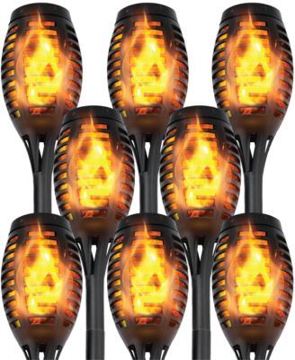 8-Pack Waterproof Flame Solar Torch Light