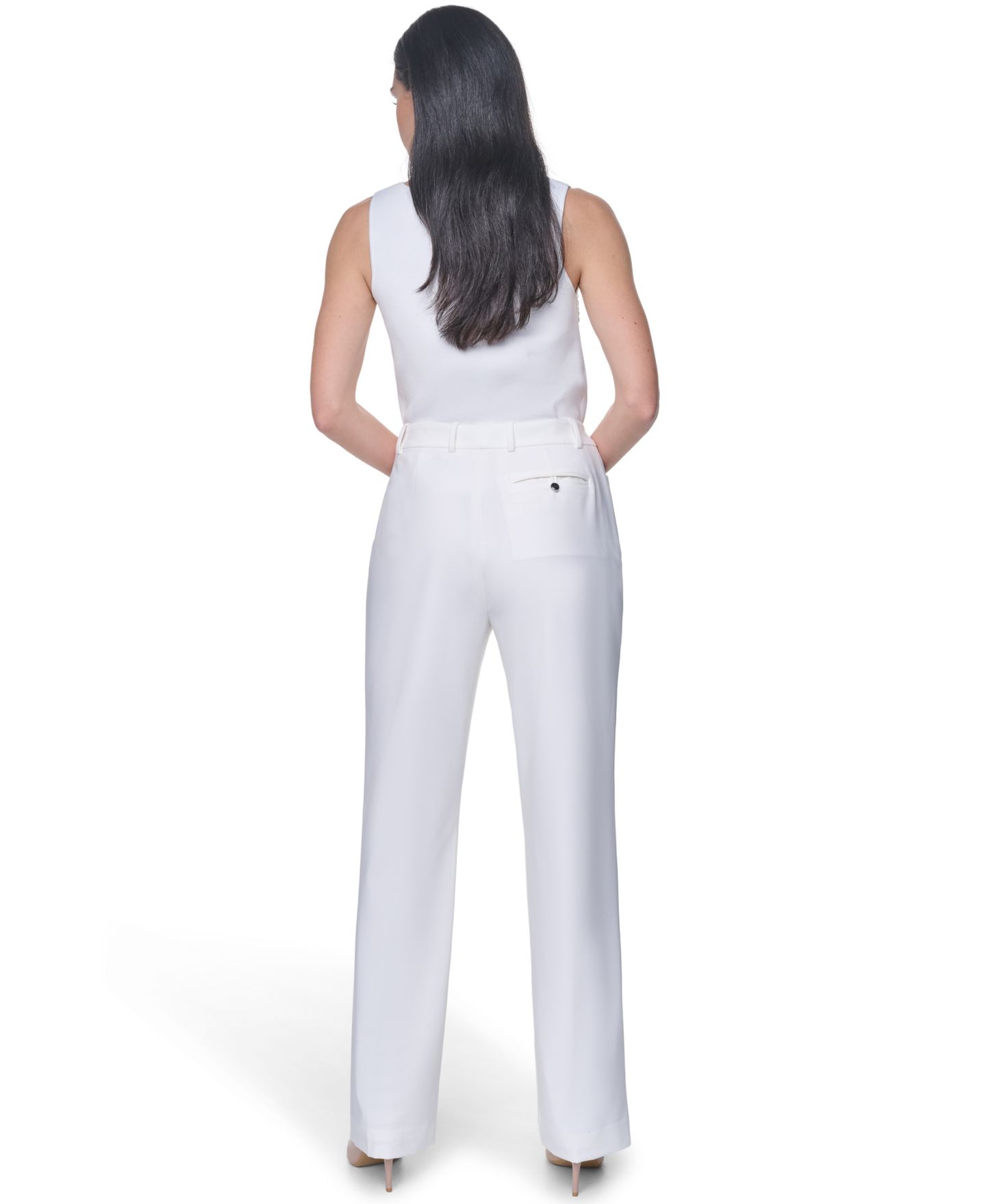 Женские брюки Calvin Klein Modern Fit Mid-Rise, цвет: Кремовый — фото 6