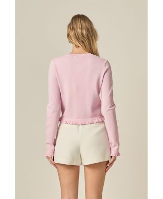 Women's Ruffle Placket Knitted Cardigan