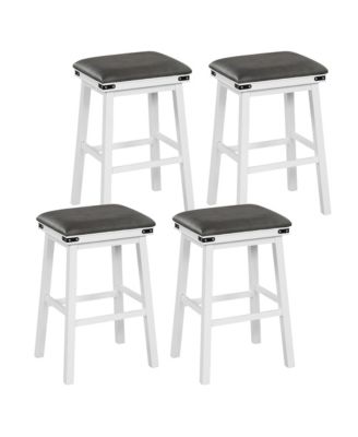 PU Leather Bar Stools Set of 4 30'' Counter Height Dining Stools w/ Upholstered Seat