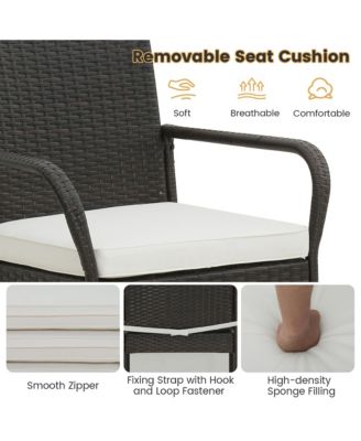 4PCS Patio PE Wicker Bar Chairs Counter Height Barstools With Armrests and Cushions