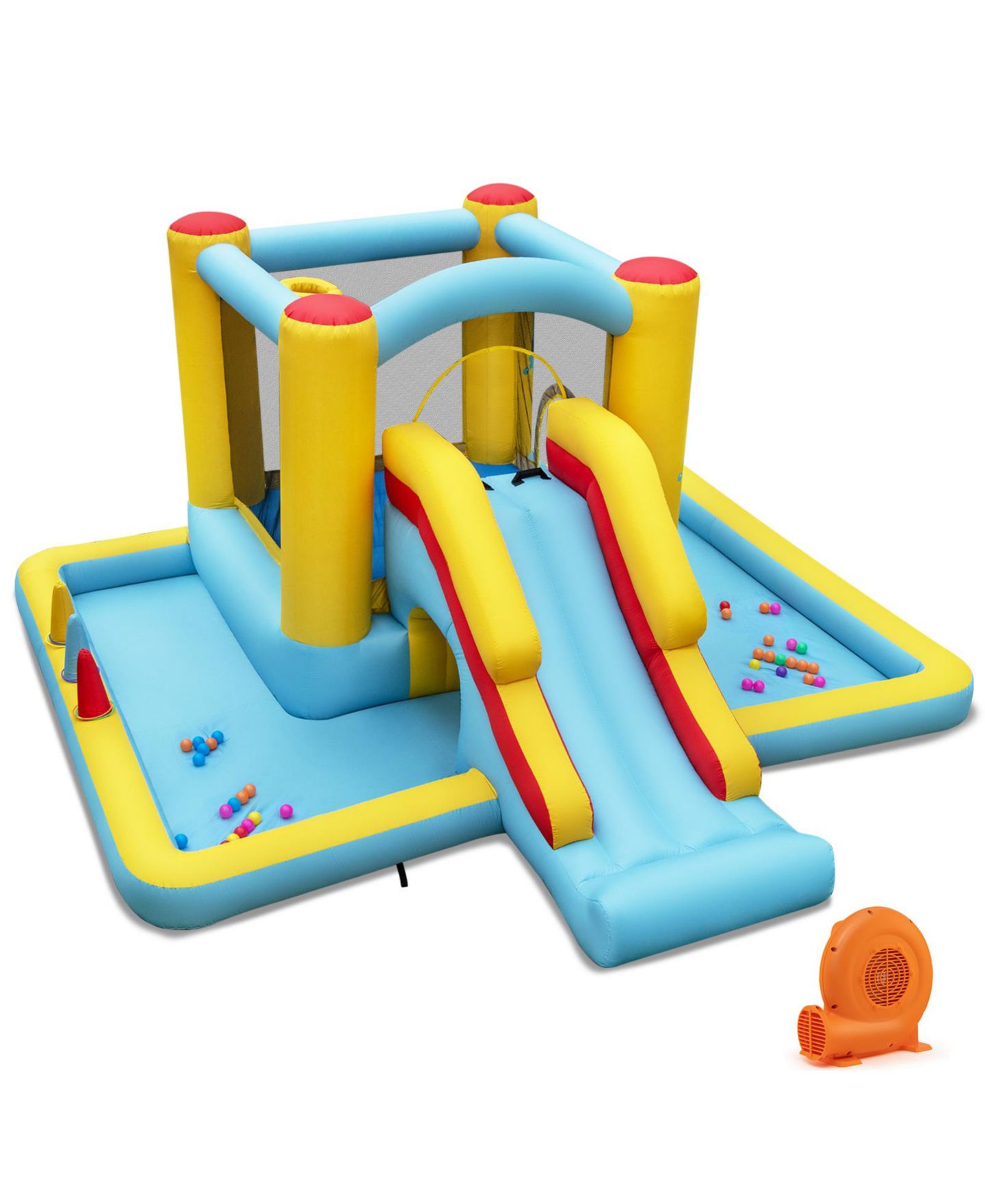 Детская игрушка HONGGE 7-in-1 Bouncy Castle Bounce House with Slide, Supports Up to 200 lbs., Ages 3+, цвет: Разноцветный — фото 2