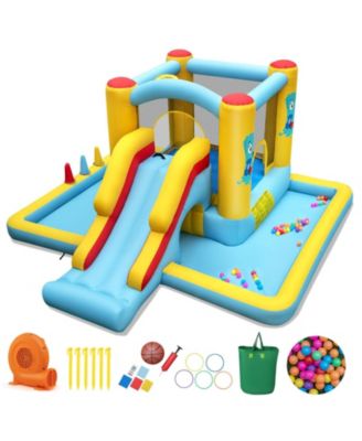 Inflatable Bounce House 7-in-1 Bouncy Castle with Slide and Tunnel-550W Blower