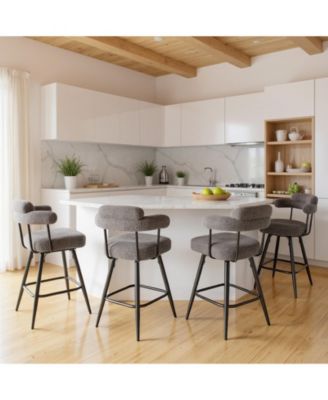 Swivel Bar Stool Set of 2 Counter Height Chairs with Curved Back and Arms