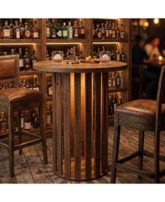 Round Bar Table, 37.4" High Bistro Pub Table for Home Bar, Dining Room, Party, Cocktail, Living Room, Small Space