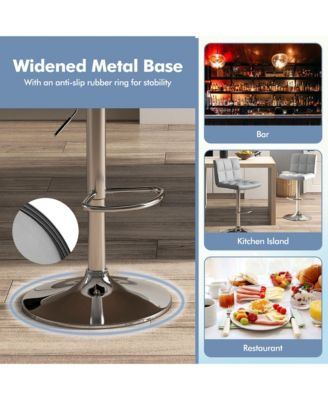 Set of 2 Adjustable Swivel Bar Stool Counter Height Bar Chair PU Leather