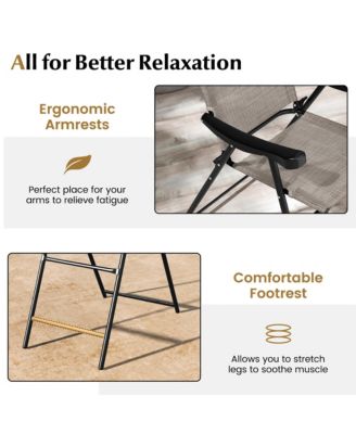 4 PCS Patio Bar Chair Folding Bar Height Metal Frame w/ Footrest Garden