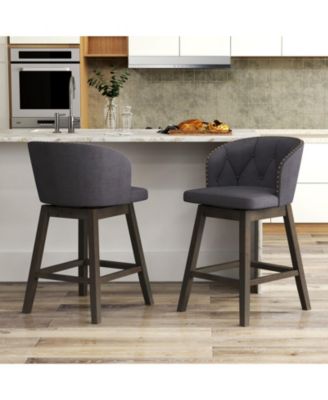 Counter Height Fabric Upholstered Bar Stools Set of 2