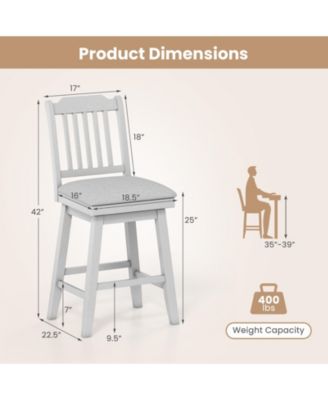 25 inch Modern Bar Stools Set of 2 with Upholstered Swivel Seat