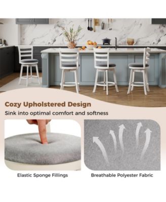 25" Swivel Barstools Set of 2, 360degree(s) Rotating Bar/Counter Height Chairs with Upholstered Seat