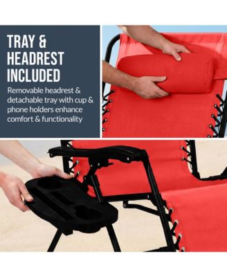 Set of 2 Extra Wide Zero Gravity Lounge Chair Recliners w/ Cup Holder