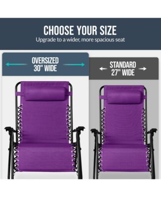 Set of 2 Extra Wide Zero Gravity Lounge Chair Recliners w/ Cup Holder