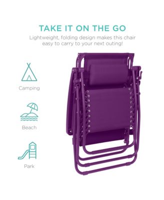 Folding Zero Gravity Recliner Patio Lounge Chair w/ Canopy Shade, Headrest, Tray