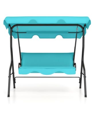 3-Seat Outdoor Patio Canopy Swing with Cushions, Steel Frame