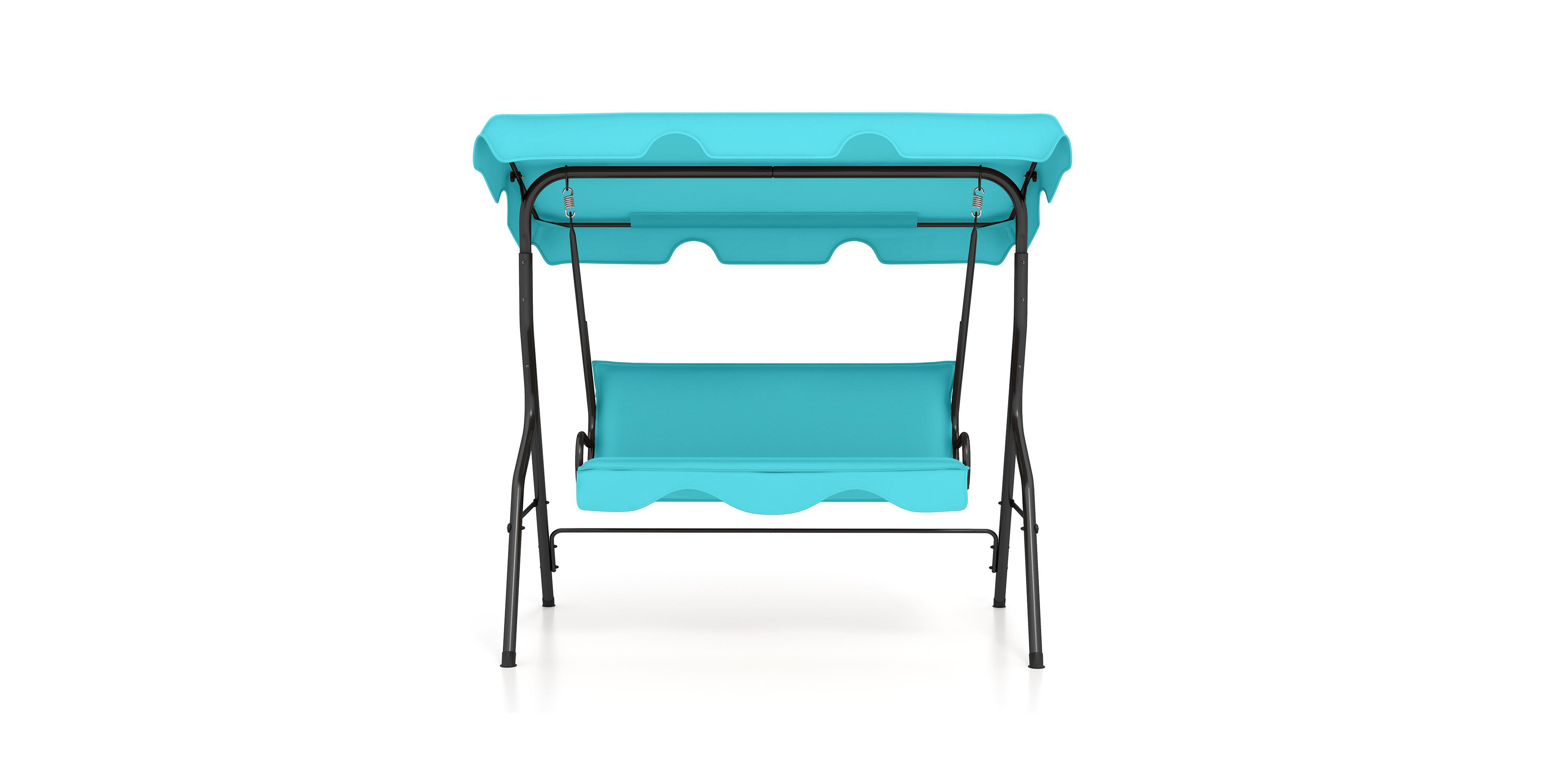 Mecale 3-Seat Outdoor Patio Canopy Swing with Cushions, Steel Frame