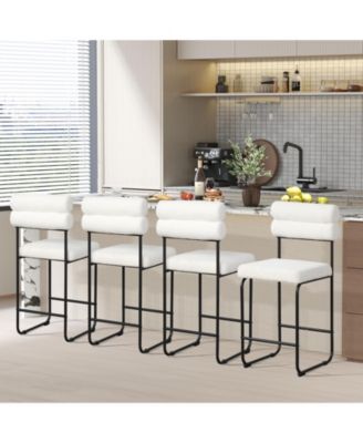 26 Inch Counter Height Bar Stools Set of 2 with Metal Frame and Footrest