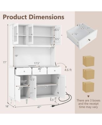 77 in Kitchen Pantry Storage Cabinet with LED Lights and Power Outlets