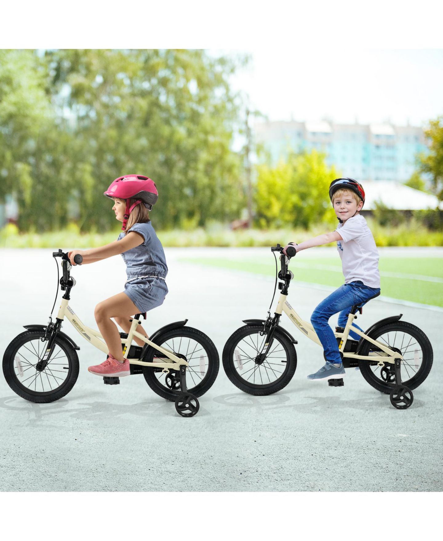 Детская игрушка Slickblue Sport Style 16" Kids' Bicycle with Removable Training Wheels, 3–10 лет, цвет: Бежевый — фото 7