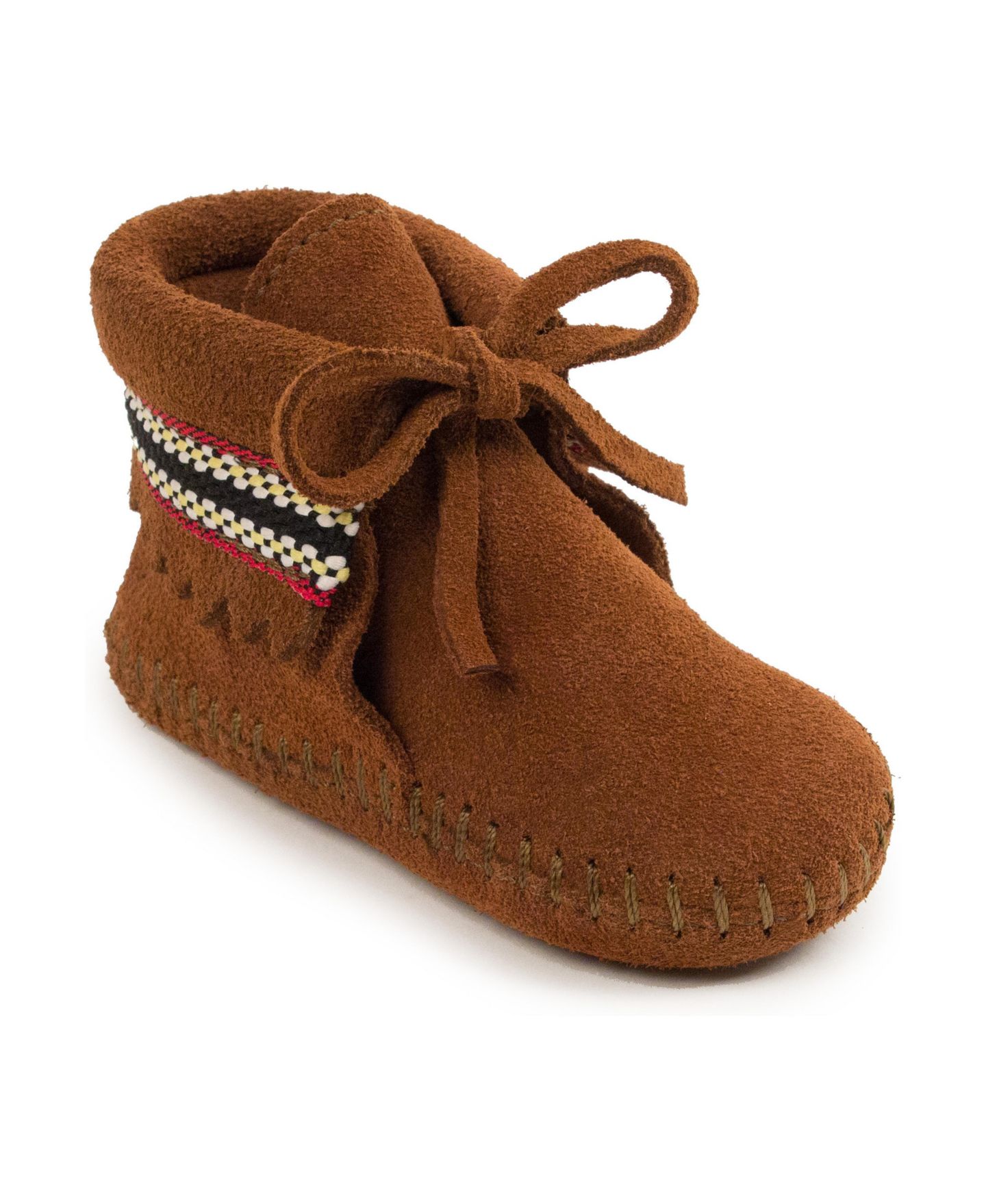 Ботинки Minnetonka Suede Braid Booties для малышей, цвет: Коричневый — фото 1