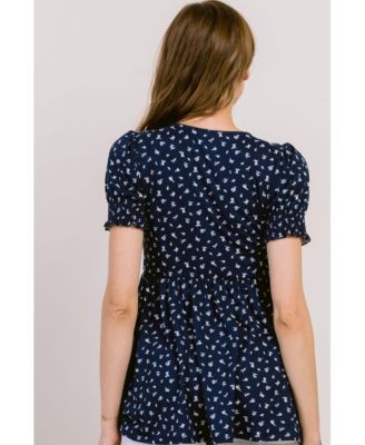 Maternity Floral Empire Waist Wrap Nursing Top