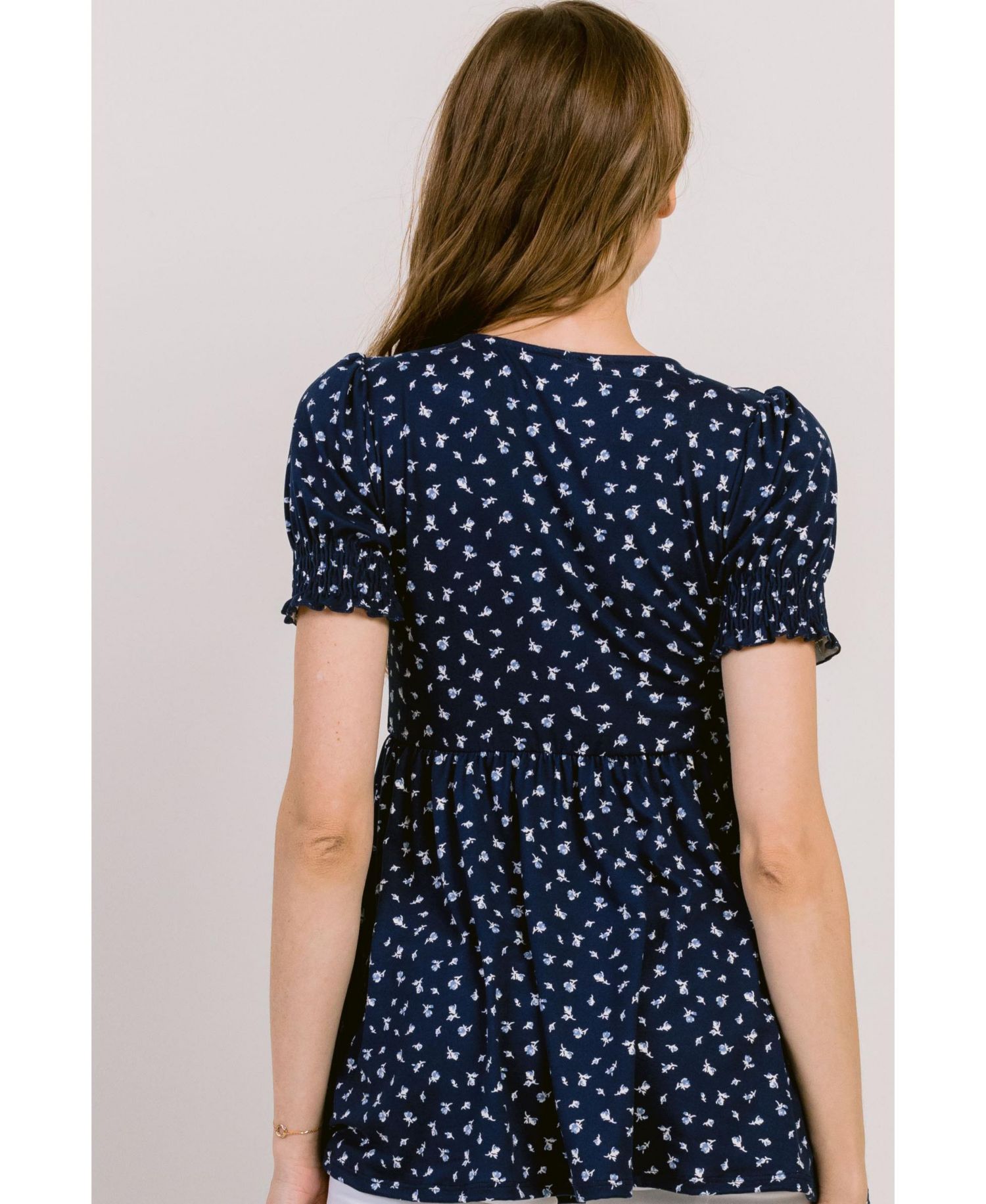 Maternity Floral Empire Waist Wrap Nursing Top