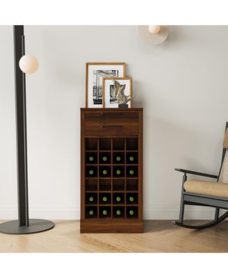 Bar Cabinet 35.43 H x 17.80 W x 15.95 D with 6 Cabinets 24 Wine Rack