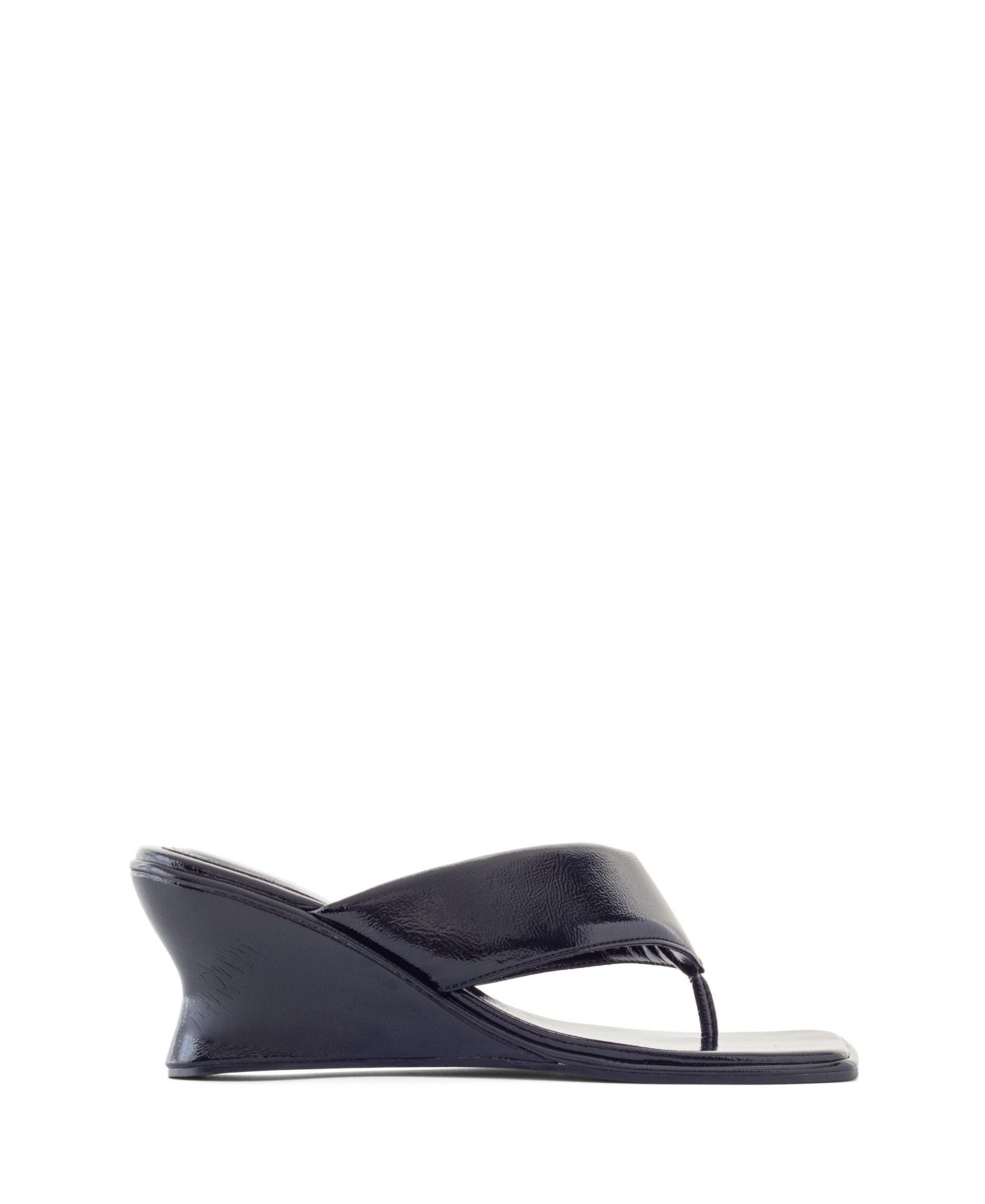 Женские туфли Therapy Australia Lennox Square Toe Wedge Thong Heel, цвет: Чёрный лаковый — фото 2