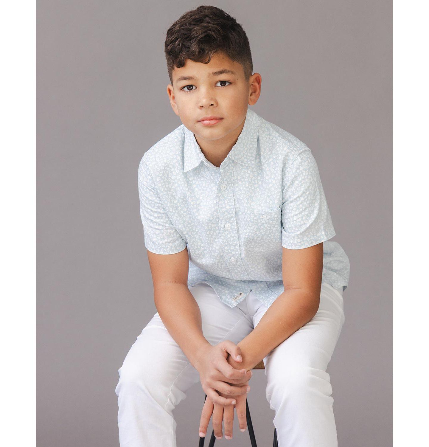 Рубашка Hope & Henry Linen Short Sleeve Shirt для мальчиков, цвет: Синий — фото 3