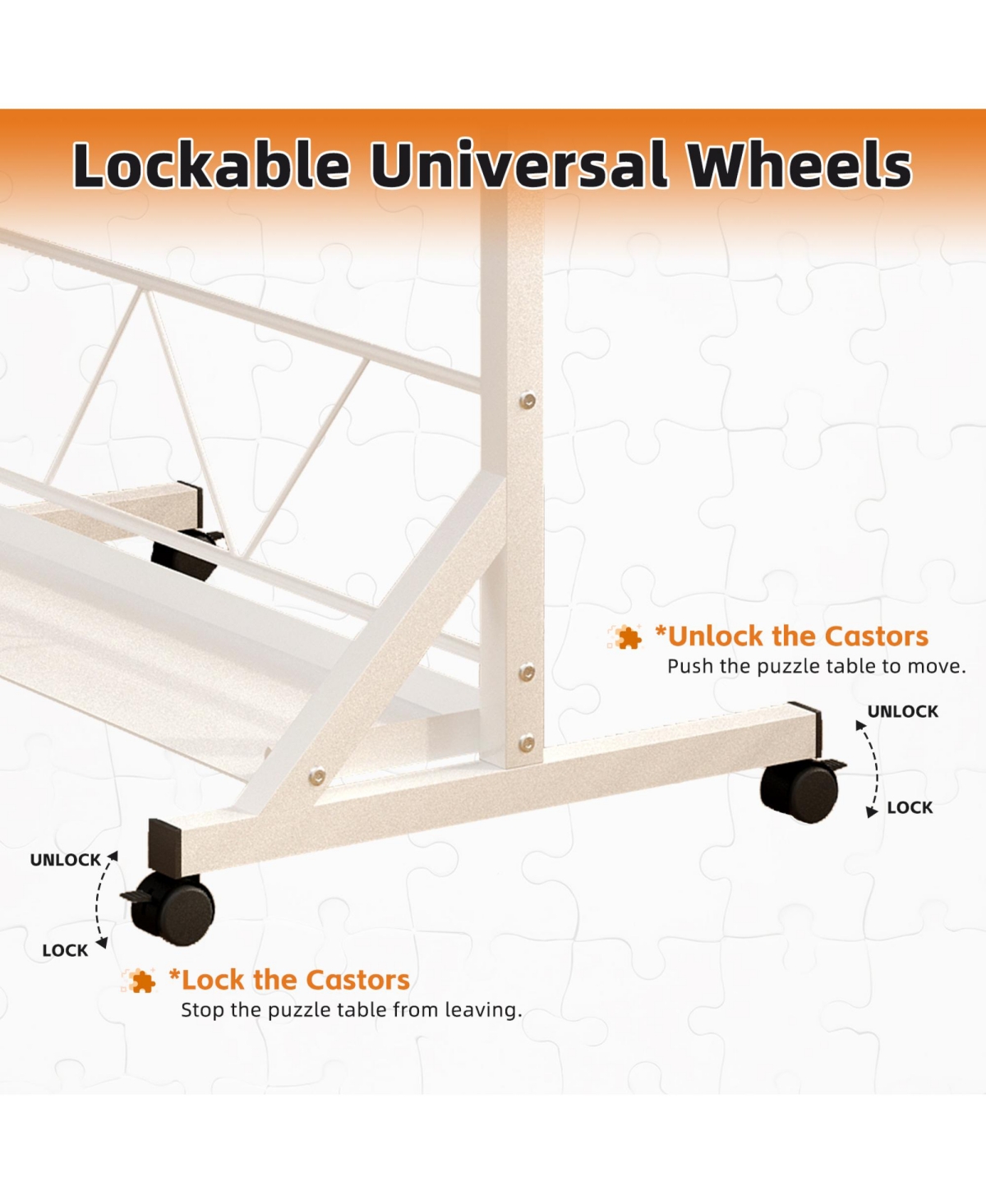 Rainsken Adjustable Puzzle Table for 1500 Pieces, 35" x 27.17" Jigsaw Station with 4 Drawers, Rolling Casters and 360degree(s) Tilting Top for Adults