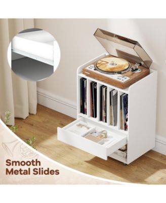 Record Player Stand Turntable Stand with Drawer and Record Holder