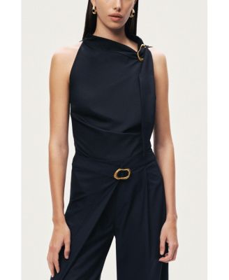 Women's Asymmetric Buckle-Detail Blouse