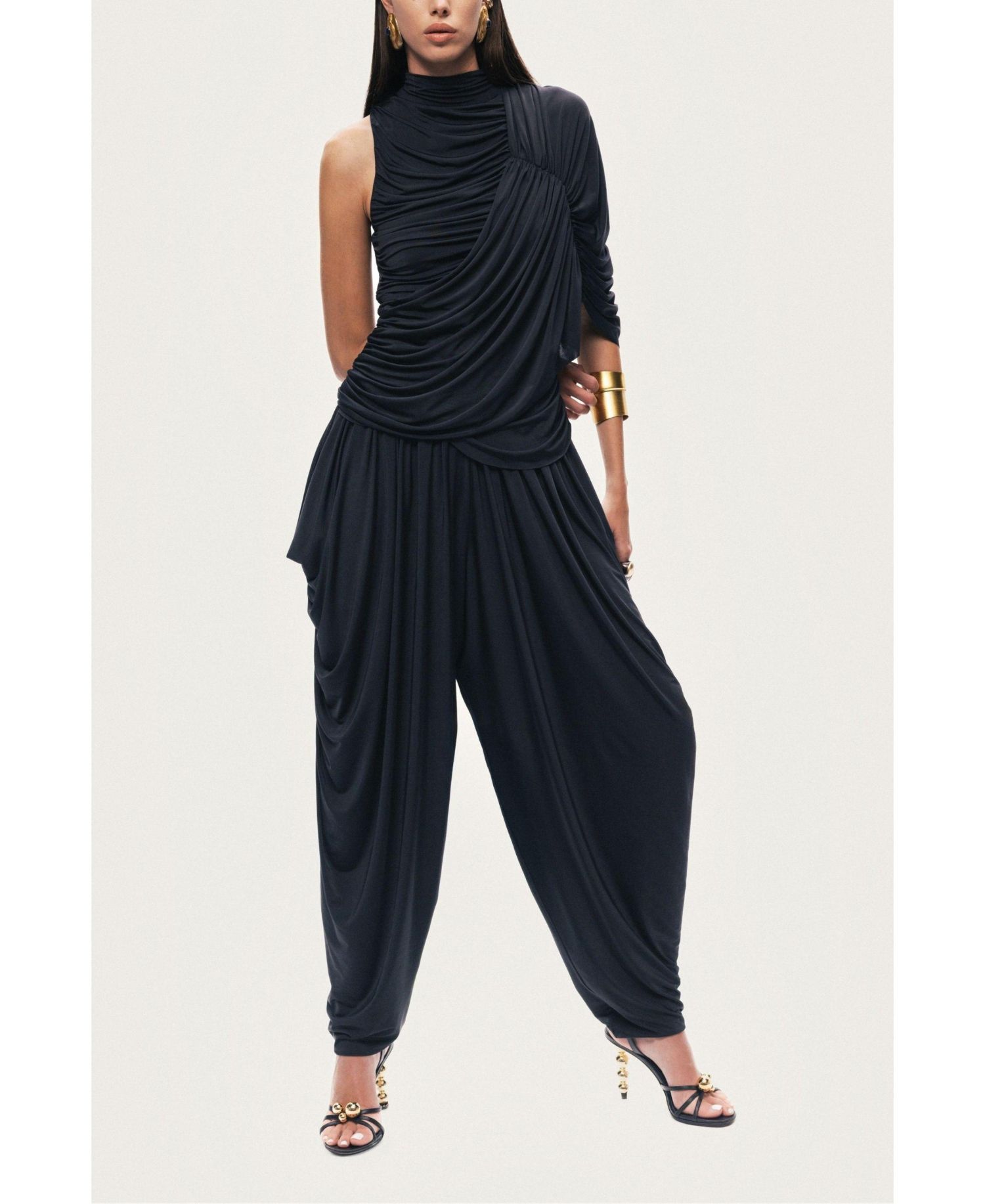 Women's Asymmetric Draped Blouse