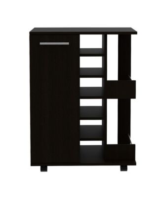 Wenge 2-Shelf 6-Bottle Bar Cart with Division