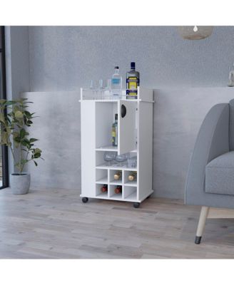Bar Cart 21.65" W x 16.34" D with 1 Cabinet with Casters.
