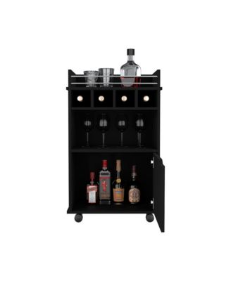 Bar Cart for Living Room with Bottle Storage and Open Shelf