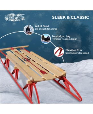 Metal Runner Steel/Wood 60" Long Snow Slider Sled for Kids