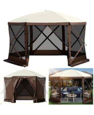  6-Sided Pop-Up Gazebo Screen Tent with Mesh Windows