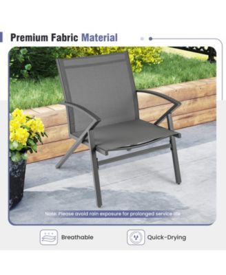 Patio Chairs Set of 2 Lawn Chairs with Heavy Duty Metal Frame