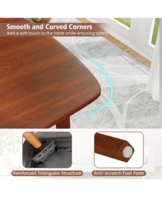 Rectangular Walnut Finish Kitchen Table for 2-4 with Triangular Bracing