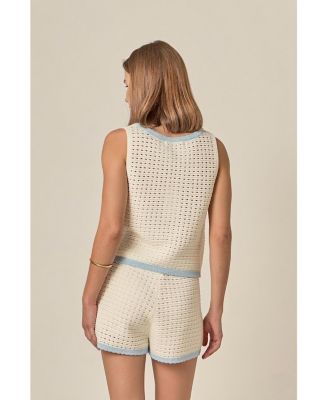 Women's Flower Embroidery Crochet Top