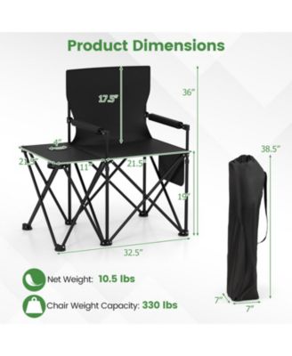 Oversized Camping Chair with Integrated Side Table and Storage Pockets