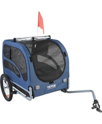 Dog Bike Trailer Pet Carrier Supports 100 lbs, Easy Fold with Quick Release Wheels, Universal Coupler,Blue/Black