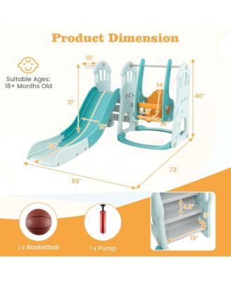 Toddler Slide and Swing Set 4-in-1 Indoor Playground w/ Extra-long Slide