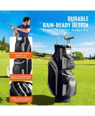 Golf Cart Bag with 14-Way Divider Top, 36" Premium Cart Bag with 13 Pockets, Handles, Dust Cover & Detachable Straps