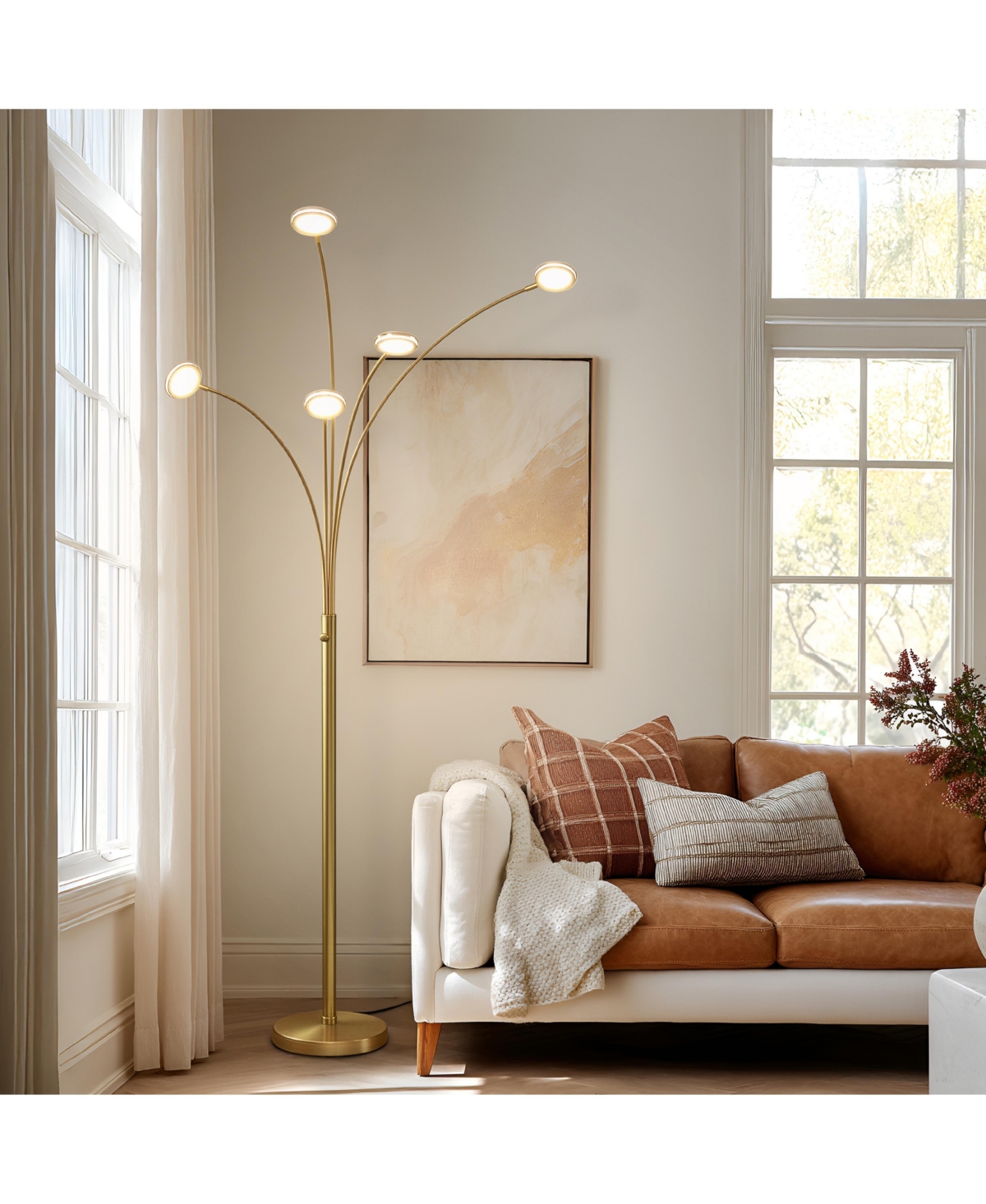 Orion 74" Led Tree Arc Floor Lamp with 5 Adjustable Arms